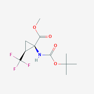 molecular formula C11H16F3NO4 B13728595 methyl (1R,2S)-1-[(tert-butoxycarbonyl)amino]-2-(trifluoromethyl)cyclopropane-1-carboxylate 