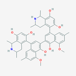 5-[3-[4-(6,8-Dihydroxy-1,3-dimethyl-1,2,3,4-tetrahydroisoquinolin-5-yl)-1-hydroxy-8-methoxy-6-methylnaphthalen-2-yl]-4-hydroxy-5-methoxy-7-methylnaphthalen-1-yl]-1,3-dimethyl-1,2,3,4-tetrahydroisoquinoline-6,8-diol