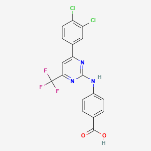 molecular formula C18H10Cl2F3N3O2 B13728922 N-[6-(3,4-Dichlorophenyl)-4-(trifluoromethyl)pyrimidin-2-yl]-4-aminobenzoic acid 