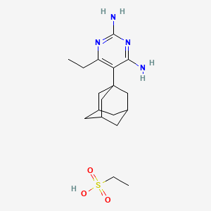 molecular formula C18H30N4O3S B13729185 Pyrimidine, 5-(1-adamantyl)-2,4-diamino-6-ethyl-, ethylsulfonate CAS No. 37033-23-1