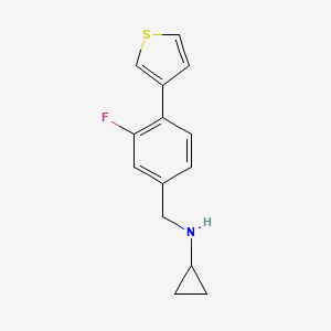 molecular formula C14H14FNS B13729198 N-{[3-fluoro-4-(thiophen-3-yl)phenyl]methyl}cyclopropanamine 
