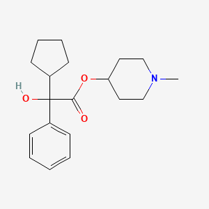 molecular formula C19H27NO3 B13729511 N-Methyl-4-piperidyl cyclopentylphenylglycolate CAS No. 37830-21-0