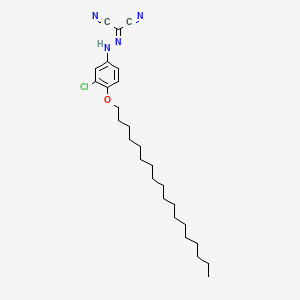molecular formula C27H41ClN4O B13729539 Propanedinitrile, [[3-chloro-4-(octadecyloxy)phenyl]hydrazono]- CAS No. 41319-88-4