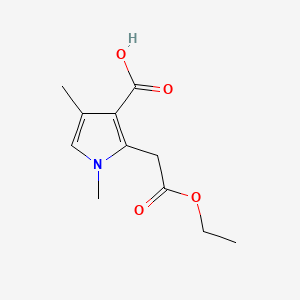 molecular formula C11H15NO4 B13729557 Ethyl 3-carboxy-1,4-dimethyl-1H-pyrrole-2-acetate CAS No. 33369-46-9