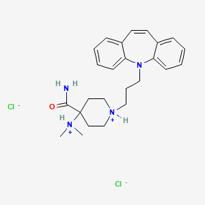 molecular formula C25H34Cl2N4O B13729563 [1-(3-benzo[b][1]benzazepin-11-ylpropyl)-4-carbamoylpiperidin-1-ium-4-yl]-dimethylazanium;dichloride CAS No. 28028-00-4