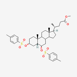 molecular formula C39H54O8S2 B13729603 methyl (4R)-4-[(3R,5R,6S,10R,13R,17R)-10,13-dimethyl-3,6-bis-(4-methylphenyl)sulfonyloxy-2,3,4,5,6,7,8,9,11,12,14,15,16,17-tetradecahydro-1H-cyclopenta[a]phenanthren-17-yl]pentanoate 
