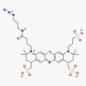molecular formula C34H48N7O11S3+ B13729672 3-[20-[4-(3-azidopropylamino)-4-oxobutyl]-7,7,19,19-tetramethyl-9,17-bis(sulfomethyl)-2-oxa-6,13-diaza-20-azoniapentacyclo[12.8.0.03,12.05,10.016,21]docosa-1(22),3(12),4,10,13,15,20-heptaen-6-yl]propane-1-sulfonic acid 