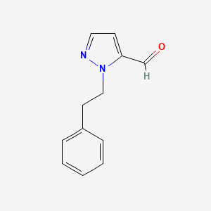 molecular formula C12H12N2O B1372974 2-phenethyl-2H-pyrazole-3-carbaldehyde CAS No. 956723-13-0