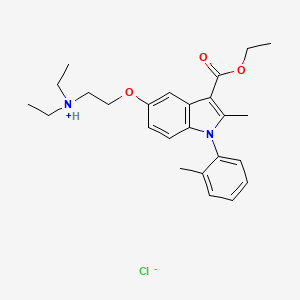 molecular formula C25H33ClN2O3 B13729784 Indole-3-carboxylic acid, 5-(2-(diethylamino)ethoxy)-2-methyl-1-o-tolyl-, ethyl ester, monohydrochloride CAS No. 18235-91-1
