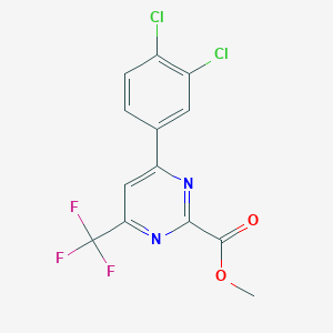 molecular formula C13H7Cl2F3N2O2 B13729845 Methyl 4-(3,4-dichlorophenyl)-6-(trifluoromethyl)pyrimidine-2-carboxylate 