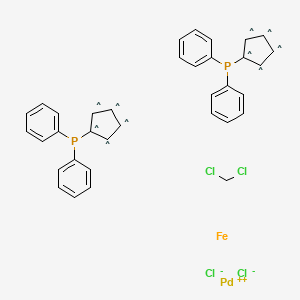molecular formula C35H30Cl4FeP2Pd B13729974 Bis(diphenylphosphino)ferrocene palladium dichloride, dichloromethane solvate 