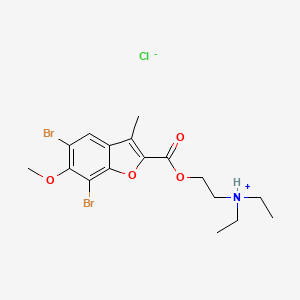 molecular formula C17H22Br2ClNO4 B13729985 2-Benzofurancarboxylic acid, 5,7-dibromo-6-methoxy-3-methyl-, diethylaminoethyl ester, hydrochloride CAS No. 35689-39-5