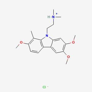 molecular formula C20H27ClN2O3 B13730024 9-(2-(Dimethylamino)ethyl)-1-methyl-2,6,7-trimethoxycarbazole hydrochloride CAS No. 41734-94-5