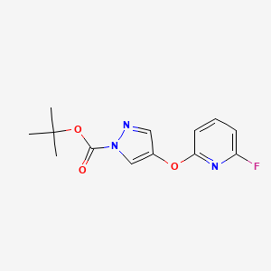 molecular formula C13H14FN3O3 B13730999 tert-Butyl 4-((6-fluoropyridin-2-yl)oxy)-1H-pyrazole-1-carboxylate 