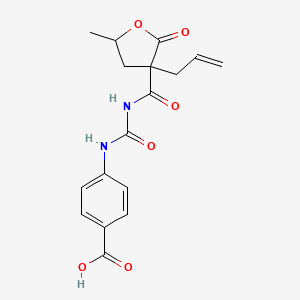 molecular formula C17H18N2O6 B13731034 alpha-Allyl-alpha-(p-carboxyphenyl)allophanyl-gamma-methyl-gamma-butyrolactone CAS No. 41205-47-4