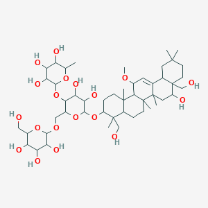 molecular formula C49H82O19 B13731115 2-[4,5-Dihydroxy-6-[[8-hydroxy-4,8a-bis(hydroxymethyl)-14-methoxy-4,6a,6b,11,11,14b-hexamethyl-1,2,3,4a,5,6,7,8,9,10,12,12a,14,14a-tetradecahydropicen-3-yl]oxy]-2-[[3,4,5-trihydroxy-6-(hydroxymethyl)oxan-2-yl]oxymethyl]oxan-3-yl]oxy-6-methyloxane-3,4,5-triol 