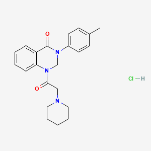 molecular formula C22H26ClN3O2 B13731150 4(1H)-Quinazolinone, 2,3-dihydro-1-(piperidinoacetyl)-3-(p-tolyl)-, hydrochloride CAS No. 20887-16-5