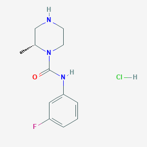molecular formula C12H17ClFN3O B13731291 (2R)-N-(3-fluorophenyl)-2-methylpiperazine-1-carboxamide hydrochloride 