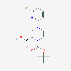molecular formula C15H20BrN3O4 B13731349 (S)-4-(6-bromopyridin-2-yl)-1-(tert-butoxycarbonyl)piperazine-2-carboxylic acid 