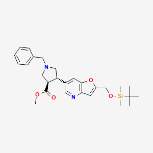 molecular formula C27H36N2O4Si B13731366 Methyl (3R,4S)-1-benzyl-4-(2-(((tert-butyldimethylsilyl)oxy)methyl)furo[3,2-b]pyridin-6-yl)pyrrolidine-3-carboxylate 