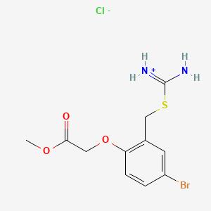 molecular formula C11H14BrClN2O3S B13731457 Acetic acid, (2-(((aminoiminomethyl)thio)methyl)-4-bromophenoxy)-, methyl ester, monohydrochloride CAS No. 16158-45-5