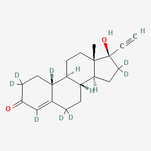 molecular formula C20H26O2 B13731468 (10R,13S,17R)-2,2,4,6,6,10,16,16-Octadeuterio-17-ethynyl-17-hydroxy-13-methyl-1,7,8,9,11,12,14,15-octahydrocyclopenta[a]phenanthren-3-one 