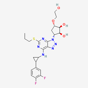 molecular formula C23H28F2N6O4S B13731491 (1S,2S,3R,5S)-3-(7-((2-(3,4-difluorophenyl)cyclopropyl)amino)-5-(propylthio)-3H-[1,2,3]triazolo[4,5-d]pyrimidin-3-yl)-5-(2-hydroxyethoxy)cyclopentane-1,2-diol 