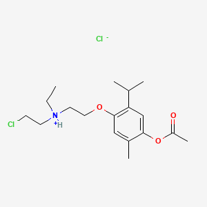molecular formula C18H29Cl2NO3 B13731612 5-(2-(N-(2-Chloroethyl)-N-ethylamino)ethoxy)carvacrol acetate hydrochloride CAS No. 16825-87-9