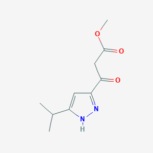 molecular formula C10H14N2O3 B13731651 3-(5-Isopropyl-2H-pyrazol-3-yl)-3-oxo-propionic acid methyl ester 