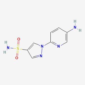 molecular formula C8H9N5O2S B1373166 1-(5-aminopyridin-2-yl)-1H-pyrazole-4-sulfonamide CAS No. 1333855-28-9