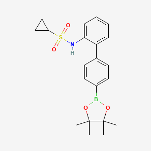 molecular formula C21H26BNO4S B13731660 N-(4'-(4,4,5,5-tetramethyl-1,3,2-dioxaborolan-2-yl)-[1,1'-biphenyl]-2-yl)cyclopropanesulfonamide 