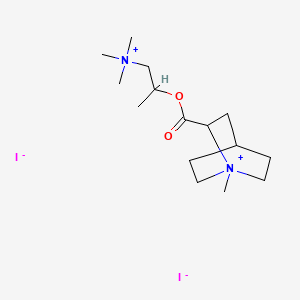 molecular formula C15H30I2N2O2 B13731703 Quinuclidinium, 2-carboxy-1-methyl-, iodide, ester with (2-hydroxy-2-methylethyl)trimethylammonium iodide CAS No. 15623-84-4