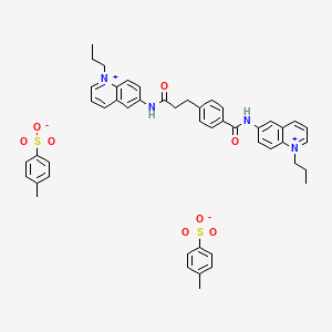 molecular formula C48H50N4O8S2 B13731748 Quinolinium, 1-propyl-6-(p-((1-propylquinolinium-6-yl)carbamoyl)hydrocinnamamido)-, di-p-toluenesulfonate CAS No. 18519-60-3
