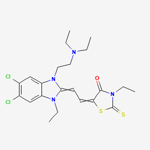 molecular formula C22H28Cl2N4OS2 B13731762 4-Thiazolidinone, 5-[[5,6-dichloro-1-[2-(diethylamino)ethyl]-3-ethyl-1,3-dihydro-2H-benzimidazol-2-ylidene]ethylidene]-3-ethyl-2-thioxo- CAS No. 28543-87-5