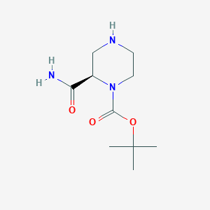 molecular formula C10H19N3O3 B13731779 tert-butyl (2R)-2-carbamoylpiperazine-1-carboxylate 