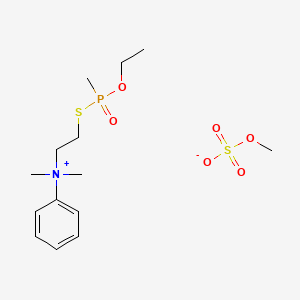 molecular formula C14H26NO6PS2 B13731805 Dimethyl(2-((ethoxymethylphosphinyl)thio)ethyl)phenylammonium methyl sulfate CAS No. 41294-07-9