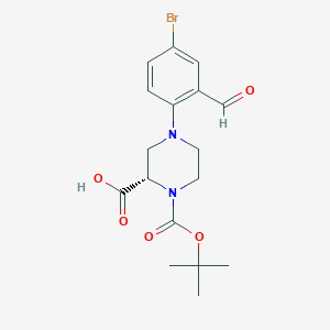 molecular formula C17H21BrN2O5 B13731937 (S)-4-(4-bromo-2-formylphenyl)-1-(tert-butoxycarbonyl)piperazine-2-carboxylic acid 