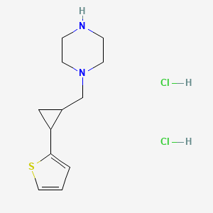 1-{[2-(Thiophen-2-yl)cyclopropyl]methyl}piperazine dihydrochloride