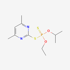 molecular formula C11H19N2O2PS2 B13732061 S-(4,6-Dimethyl-2-pyrimidinyl) O-ethyl O-(1-methylethyl) phosphorodithioate CAS No. 17702-78-2