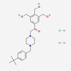 molecular formula C26H38Cl2N2O4 B13732104 Acetophenone, 2-(4-(p-tert-butylbenzyl)piperazinyl)-3',4',5'-trimethoxy-, dihydrochloride CAS No. 16785-31-2
