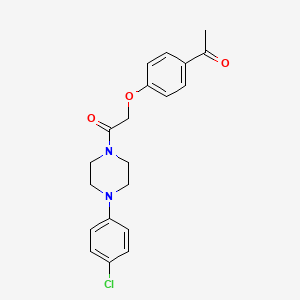 molecular formula C20H21ClN2O3 B13732193 Piperazine, 1-((4-acetylphenoxy)acetyl)-4-(4-chlorophenyl)- CAS No. 31189-05-6