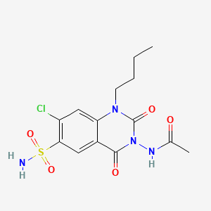 molecular formula C14H17ClN4O5S B13732214 Acetamide, N-(6-(aminosulfonyl)-1-butyl-7-chloro-1,4-dihydro-2,4-dioxo-3(2H)-quinazolinyl)- CAS No. 41399-83-1
