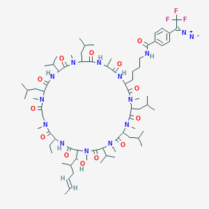 molecular formula C74H121F3N14O13 B137323 N(epsilon)-(Diazotrifluoroethyl)benzoyl-lys(8)-cyclosporin CAS No. 126871-92-9