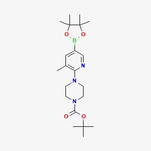 molecular formula C21H34BN3O4 B1373239 叔丁基 4-(3-甲基-5-(4,4,5,5-四甲基-1,3,2-二氧杂硼环-2-基)吡啶-2-基)哌嗪-1-羧酸酯 CAS No. 1073354-54-7