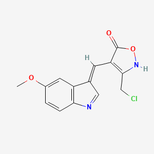 molecular formula C14H11ClN2O3 B13732424 (4E)-3-(chloromethyl)-4-[(5-methoxy-1H-indol-3-yl)methylidene]-1,2-oxazol-5(4H)-one 
