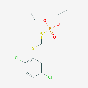 molecular formula C11H15Cl2O3PS2 B13732557 Phosphorothioic acid, S-(((2,5-dichlorophenyl)thio)methyl) O,O-diethyl ester CAS No. 14734-96-4