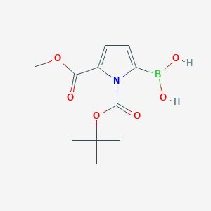 molecular formula C11H16BNO6 B1373260 (1-(tert-Butoxycarbonyl)-5-(methoxycarbonyl)-1H-pyrrol-2-yl)boronic acid CAS No. 1150114-43-4