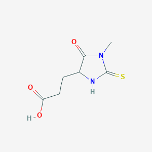 molecular formula C7H10N2O3S B13732612 3-(1-Methyl-5-oxo-2-thioxoimidazolidin-4-yl)propanoic acid CAS No. 1801-64-5