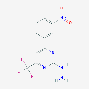 molecular formula C11H8F3N5O2 B13732615 2-Hydrazino-6-(3-nitrophenyl)-4-(trifluoromethyl)pyrimidine 