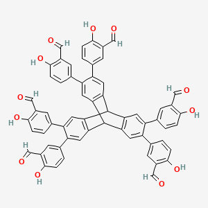 molecular formula C62H38O12 B13732626 5,5',5'',5''',5'''',5'''''-(9,10-Dihydro-9,10-[1,2]benzenoanthracene-2,3,6,7,14,15-hexayl)hexakis(2-hydroxybenzaldehyde) 